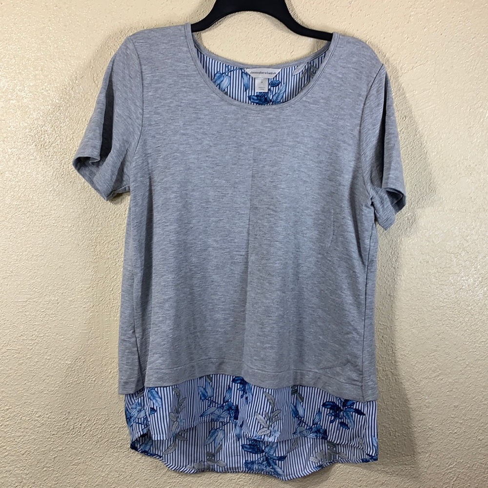 Christopher & Banks Knit/Top Blouse Blue Gray M